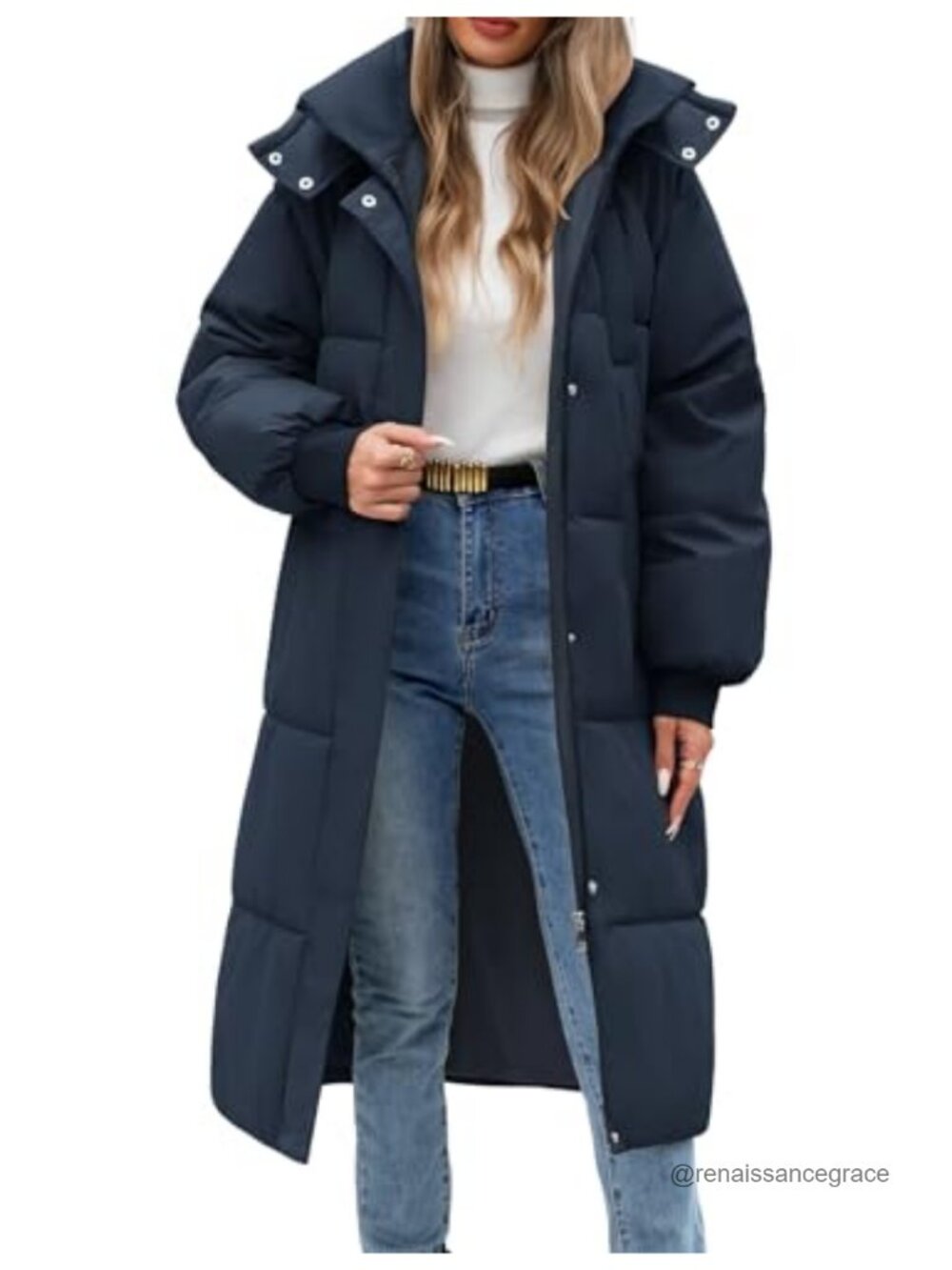 Women's Long Puffer Coat Hooded Down Parka Zip Winter Warm Quilted